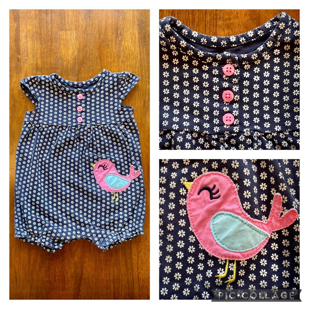 3/$12 Carter’s- Romper with Pink Bird (6 months) EUC